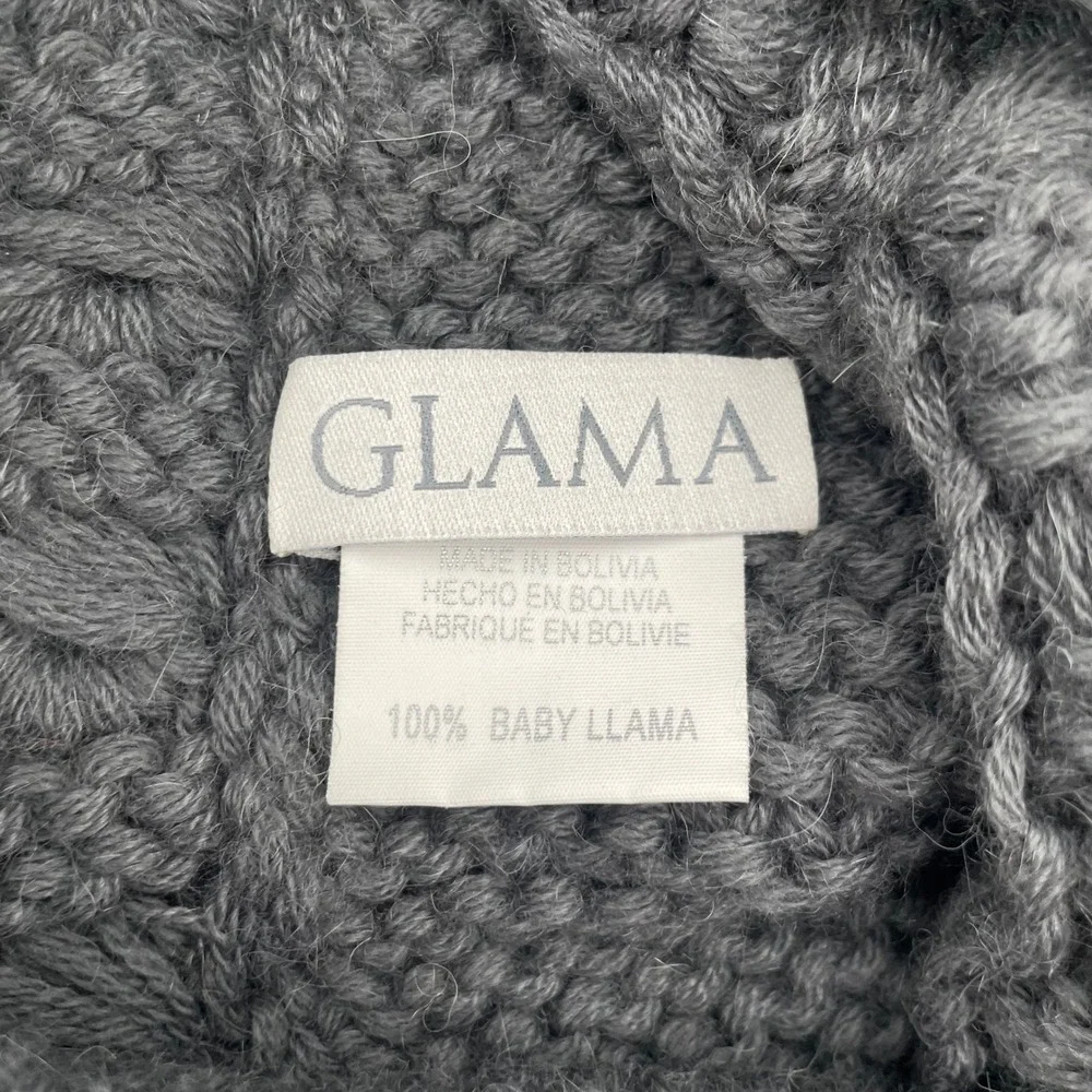 Glama Neck Warmer Unisex OS Charcoal Grey 100% Baby Llama‎ Knit Cowl Scarf NWT